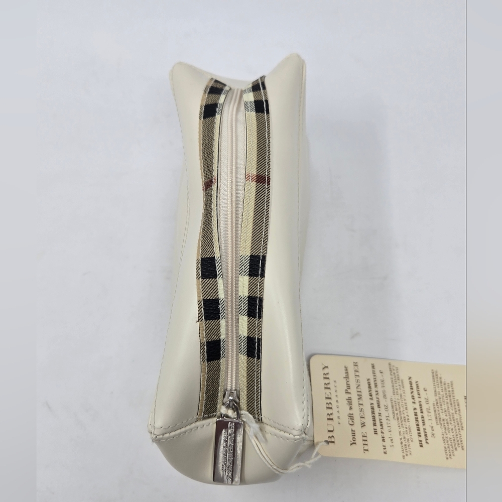 NWT BURBERRY FRAGRANCE TRAVEL POUCH CREAM NOVA CHECK PLAID COSMETIC MAKEUP CASE - Picture 9 of 14